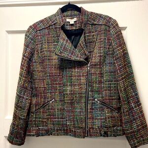 Multi-Color Tweed-Like Motostyle Jacket